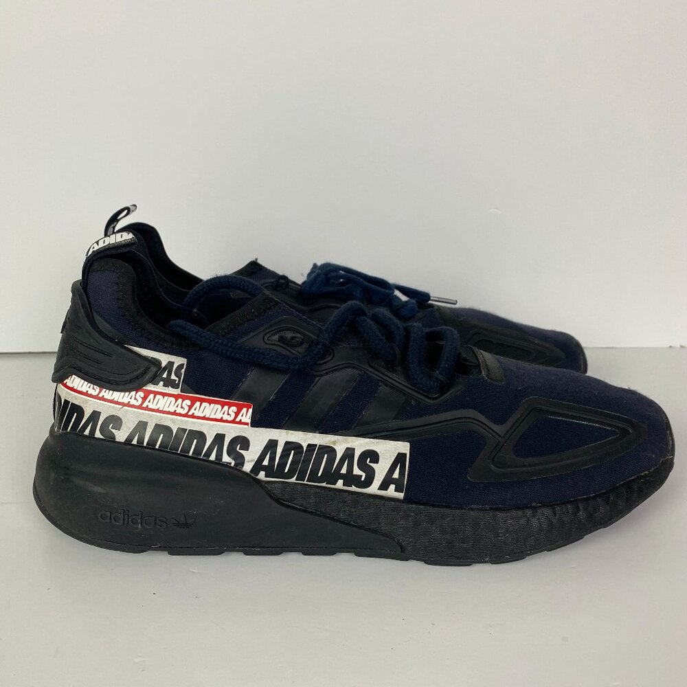 Adidas ZX 2K Boost Bold Logo Graphic Shoes Men's 10.5 Black Originals Sneakers - Picture 1 of 13